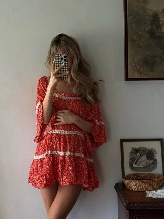 free people floral tunic / mini dress - Picture 2 of 5